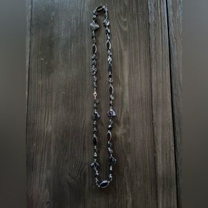 Black Beaded Necklace with Silver highlights